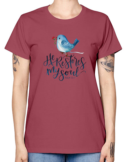 he restores my soul 39# - birds -  Missy T-Shirt
