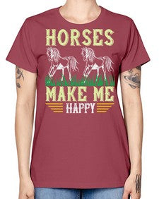 horses make me happy Style 40# - horse -  Missy T-Shirt