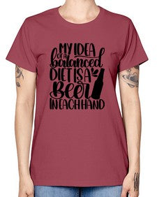my idea of a balanced diet 1425# - beer -  Missy T-Shirt