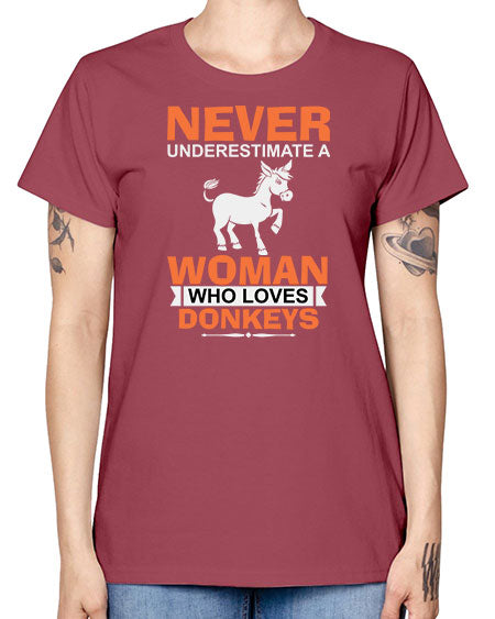 never underestimate a woman who loves donkeys Style 1# - donkey -  Missy T-Shirt