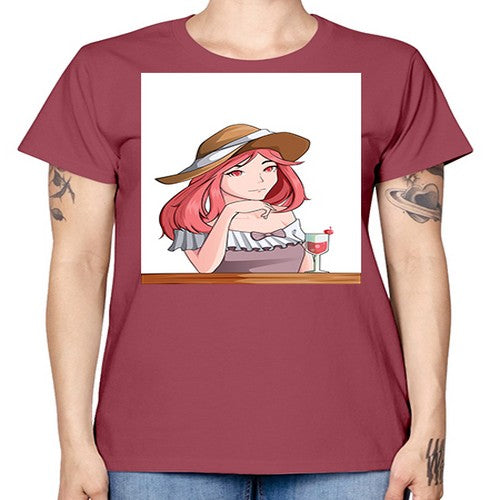 pretty woman with fresh juice in summer 37# - anime -  Missy T-Shirt