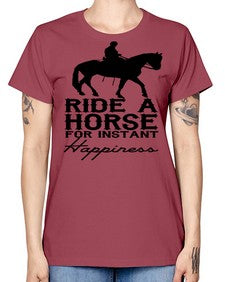 ride a horse for instant happiness - horse -  Missy T-Shirt