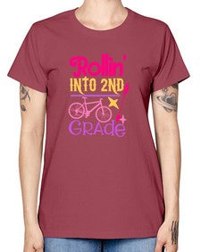 rollin into second grade 781# - second grade -  Missy T-Shirt