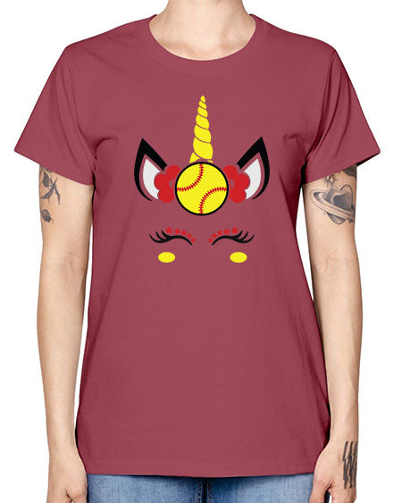 softball unicorn 399# - softball -  Missy T-Shirt