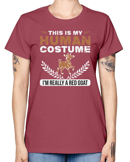 this is my human costume im really a red goat Style 1# - goat -  Missy T-Shirt
