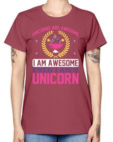 unicorns are awesome i am awesome then i am a unicorn 518# - unicorn -  Missy T-Shirt