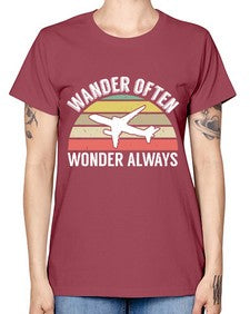 wander often wonder always  47# - airplane -  Missy T-Shirt