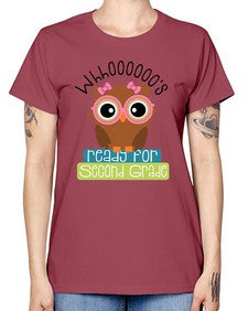 whooos ready for second grade girl 1008# - second grade -  Missy T-Shirt