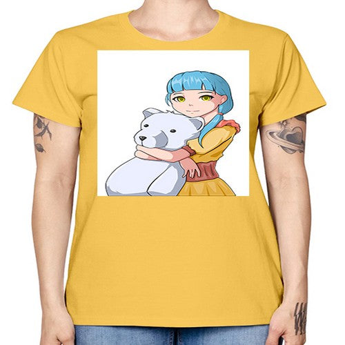 Cute girl with bear doll 26# - anime -  Missy T-Shirt