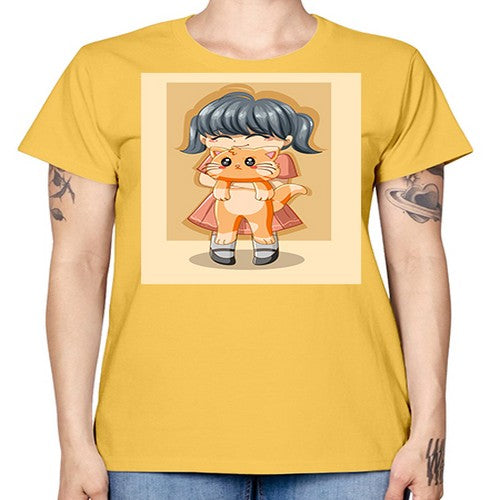 Cute girl with cat animal day 135# - anime -  Missy T-Shirt