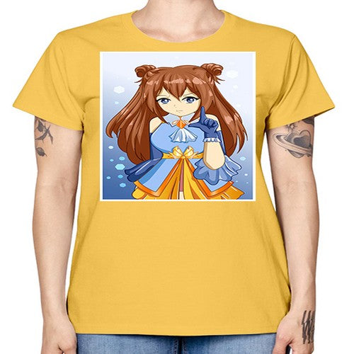 Cute little beautiful girl blue gold clothes cartoon 171# - anime -  Missy T-Shirt