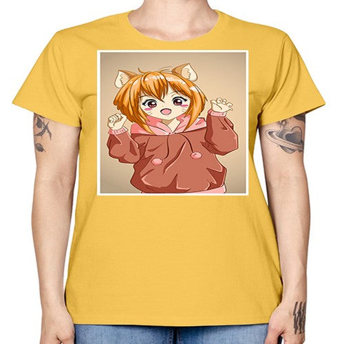 Cute little girl with accessories cat cartoon 170# - anime -  Missy T-Shirt