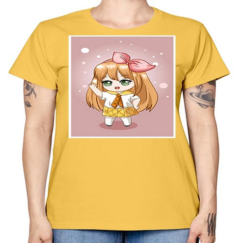 Cute little girl yellow hair wearing uniform 130# - anime -  Missy T-Shirt