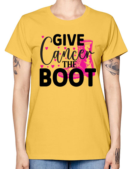 Give Cancer the Boot 24# - breast cancer -  Missy T-Shirt
