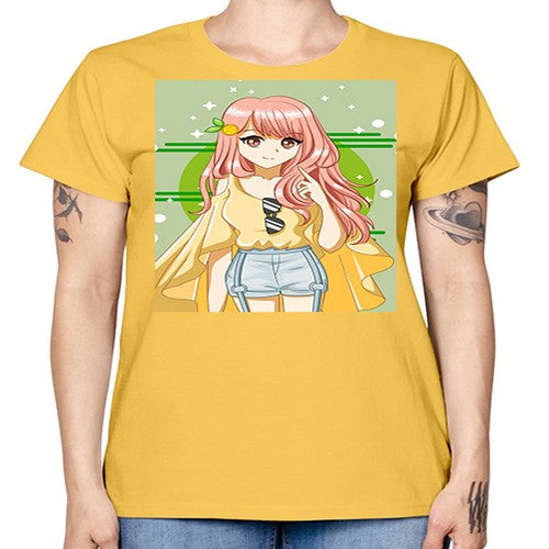 Happy and cute yellow blouse in summer holiday 43# - anime -  Missy T-Shirt