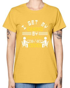 I get my cardio by running codes 41# - computer -  Missy T-Shirt