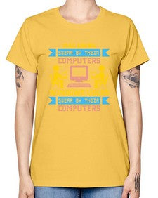 Mac users swear by their computers 25# - computer -  Missy T-Shirt