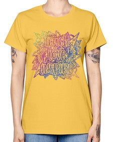 Mandala Teach Love Inspire Rainbow Glitter 762# - mandala -  Missy T-Shirt