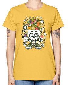 Vegetable Skull Head 1195# - skull and bones -  Missy T-Shirt