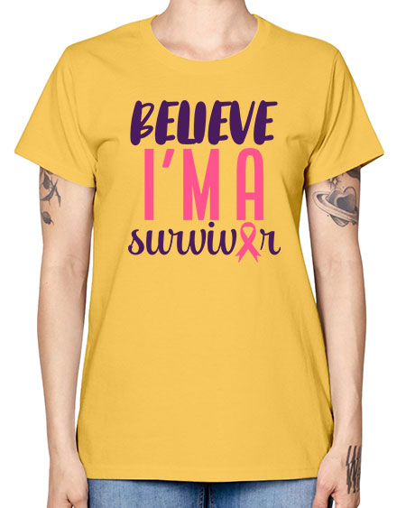 believe i'm a survivor - breast cancer -  Missy T-Shirt