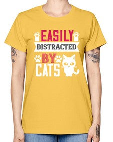 easily distracted by cats Style 47# - cats -  Missy T-Shirt