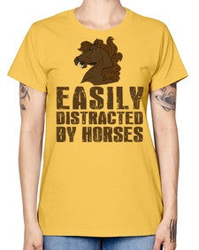 easily distracted by horses - horse -  Missy T-Shirt