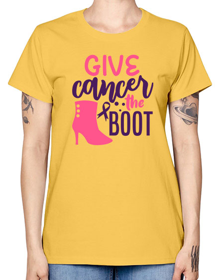 give cancer the boot Style 1# - breast cancer -  Missy T-Shirt