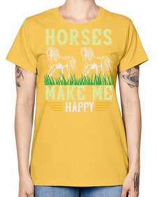 horses make me happy Style 40# - horse -  Missy T-Shirt