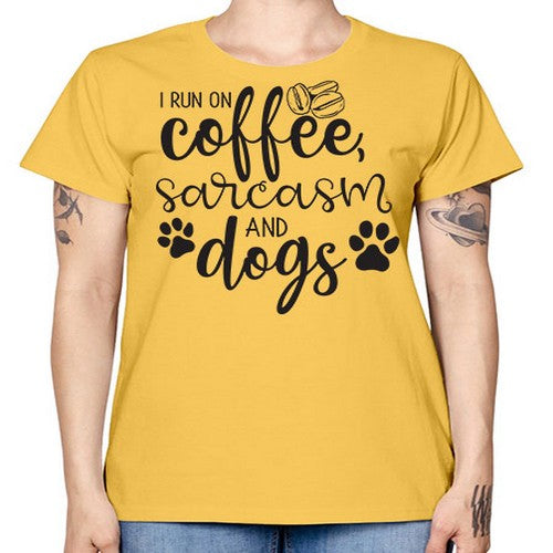 i run on coffee, sarcasm and dogs 172# - dogs -  Missy T-Shirt