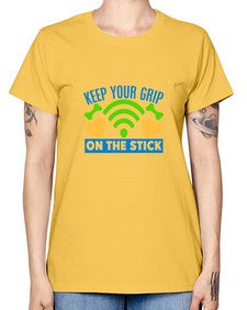 keep your grip on the stick 35# - video games -  Missy T-Shirt