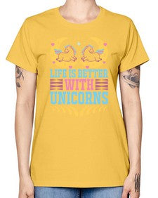 life is better with unicorns 254# - unicorn -  Missy T-Shirt