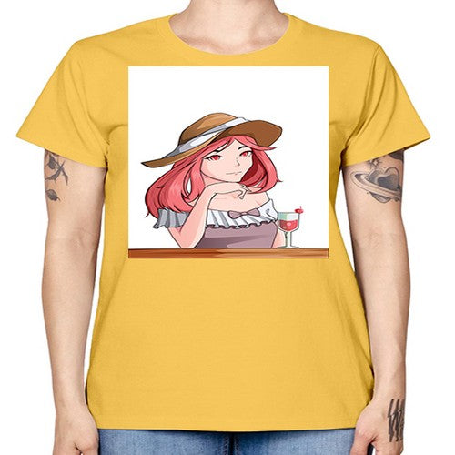 pretty woman with fresh juice in summer 37# - anime -  Missy T-Shirt