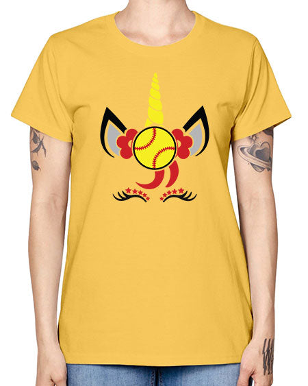 softball unicorn 401# - softball -  Missy T-Shirt