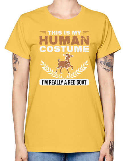 this is my human costume im really a red goat Style 1# - goat -  Missy T-Shirt