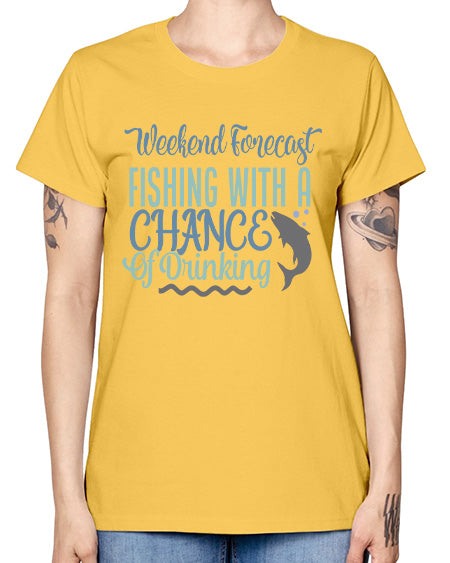 weekend forecast fishing with a chance of drinking 91# - shark-fish -  Missy T-Shirt