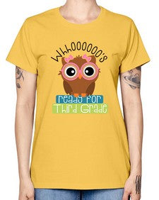 whooos ready for third grade girl 1010# - third grade -  Missy T-Shirt