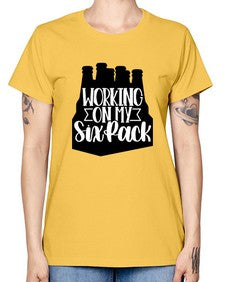 working on my six pack 1789# - beer -  Missy T-Shirt
