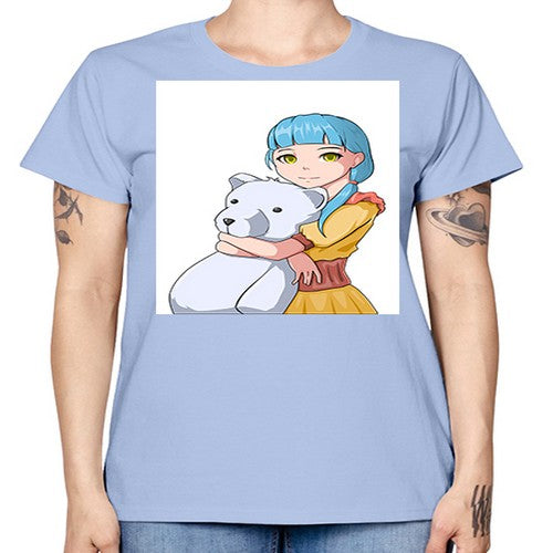 Cute girl with bear doll 26# - anime -  Missy T-Shirt