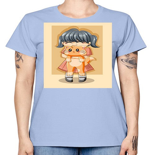 Cute girl with cat animal day 135# - anime -  Missy T-Shirt