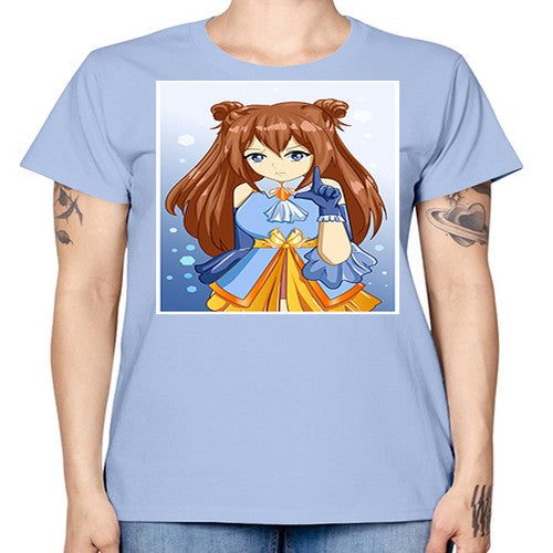Cute little beautiful girl blue gold clothes cartoon 171# - anime -  Missy T-Shirt