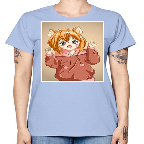 Cute little girl with accessories cat cartoon 170# - anime -  Missy T-Shirt