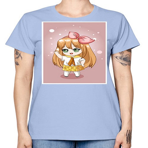 Cute little girl yellow hair wearing uniform 130# - anime -  Missy T-Shirt