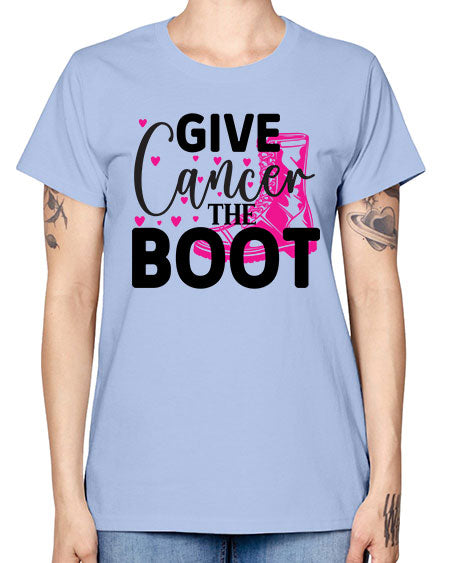 Give Cancer the Boot 24# - breast cancer -  Missy T-Shirt