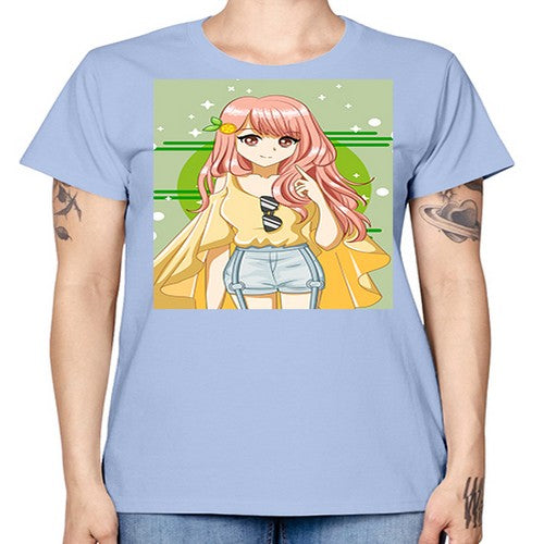 Happy and cute yellow blouse in summer holiday 43# - anime -  Missy T-Shirt