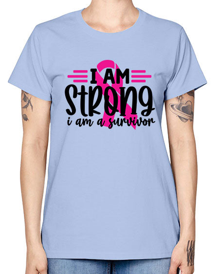 I Am Strong I Am a Survivor 20# - breast cancer -  Missy T-Shirt