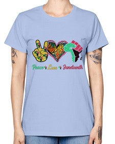 Peace Love Juneteenth Day Fist Png 8# - black juneteenth -  Missy T-Shirt