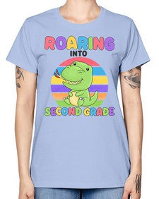 Roaring to second Grade Trex 772# - second grade -  Missy T-Shirt