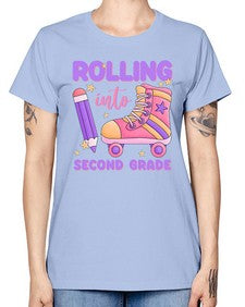 Rolling into second Grade 789# - second grade -  Missy T-Shirt