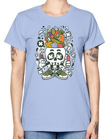Vegetable Skull Head 1195# - skull and bones -  Missy T-Shirt