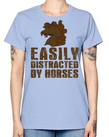 easily distracted by horses - horse -  Missy T-Shirt